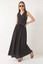 Women's Black Suit with Vest and Pocket Detail and Flared Skirt - 6
