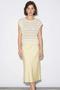 Women's Boat Neck Bat Sleeve Cotton Knitwear Ecru Yellow Blouse