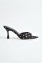 Women's Polka Dot Pointed Toe Slippers Black - 2