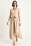 Women's Vest with Pocket Detail and Flared Skirt in Milk Coffee Color Set - 3