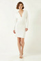 Women's White Dress with Gathered Sides - 7