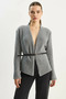 Women's Belt Detailed Knitwear Anthracite Cardigan