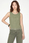 Women's Ornamental Button Detailed Tassel Embroidered Linen Textured Cotton Green Blouse - 2