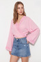 Women's Embroidered Tie-Dye Detailed Wide-Sleeve Muslin Dusty Pink Kimono Blouse - 2