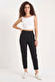 Women's Double Button Pocket Detailed Balloon Black Trousers - 5