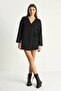Women's Double-Breasted Side-Tie Soft Textured Knitwear Kimono Black - 6