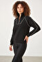 Women's Half-Zip Oversize Black Sweatshirt - 8
