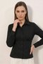 Women's Black Shirt with Waist Belt - 5