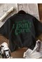 Unisex I Don'T Care Printed Oversize Crew Neck T-Shirt - 2