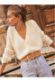 Women's V-Neck Openwork Patterned Buttoned Knitwear Cardigan - 2
