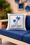 Blue Cove Palm Tree Pattern Decorative Throw Pillow Cover Blue Coastal Decor 43X43 cm - 2