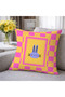 Pink Yellow Checkered Rabbit Patterned Decorative Throw Pillow Cover Retro 43X43 cm - 2