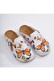6370 Orange Butterfly Printed Comfort Sabo Slippers - 2