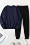 Unisex Design Printed Crew Neck Sweatshirt - 2-Piece Tracksuit Set - 3
