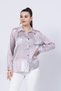 Women's Summer Lilac Floral Patterned Striped Long Shirt 70020