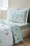 Ranforce -Science Mint- Single Children's Duvet Cover Set with Elastic Sheets - 3
