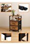 3-Tier Nightstand Side Table with 2 Fabric Drawers Home Bedside Table End Coffee Table for Bedroom 45*30*73cm Brown - 3