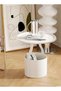 1-Piece Multifunction Round Edge Table Sofa Side End Table Coffee Table Nightstand with Storage Bucket Box for Living Room Bedroom Home Office Furniture 45x52 cm (Fully Assembled) - 4