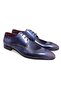 Dark Blue Color Lace-Up Genuine Leather Men's Shoes