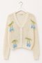 Girl's Tulip Appliqué Knitwear Cardigan and Denim Skirt Set Blue - 3