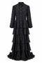 Organza Fabric Layered Dress 13309 Black - 2