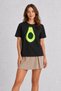 Minimalist Avocado Art T-Shirt Print - Black - 3