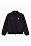 Men's Regular Fit Logo Printed Striped Bomber Black Jacket - 6