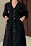 Black Balloon Sleeve Denim Dress - 2