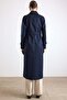 Cape Detailed Double-Breasted Water-Repellent Trench Coat Dark Blue 6890 - 7