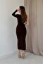 Brown Drawstring Single Sleeve Dress - 2