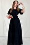 Black Balloon Sleeve Belted Dress - 3