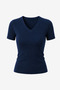 Organic Cotton Navy Blue Women's Ribbed V-Neck T-Shirt - 4