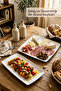 2 Piece Melamine Presentation Plate Set, Presentation Plate, Serving Plate - Patterned Unbreakable Serving Plate - White - 4