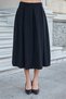 Women's Velvet Fabric High Waist Pleated Skirt with Pockets Midi Length Skirt-Black - 3