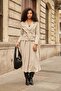 Women's Stretchy Velvet Fabric Collared Long Sleeve Double Breasted Wrap Short Office Jacket-Stone - 3