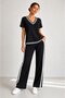Women's Short Sleeve V-Neck Viscose Two Thread Blouse and Trousers Two-Piece Set - 3