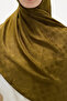 Italian Jacquard Shawl Checkerboard Pattern - Oil Green - 2
