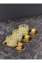 3-Piece Gold Maya Crystal Glass Snack Bowl – Nuts and Dessert Serving Set with Butterfly Lid Tray - 7 Pieces - 4