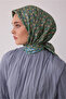 Green Geometric Pattern 100% Twill Silk Scarf 4403-82 - 2