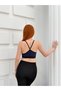 Women's Navy Blue Strappy Sports Crop Bustier with Chest Pads and Crossed Straps on the Back Kr5002 - 8
