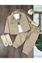 Gabardine Lycra Jacket, Trousers, Teddy Bear Printed Long Sleeve, Badi and Socks Detailed 4-Piece Baby Boy Set