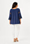 Women's Floral Embroidered Sequined Silk Fabric Blouse - 3