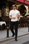 Men's knit pattern collar short sleeve knitwear t-shirt - 3