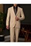 Regular Fit Men's Mono Collar Jacket Pants Suit Beige T20121-09