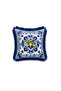 Amalfi Lemon Cobalt Blue Fringed Throw Pillow Cover - 4