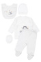 Baby Boy Natural 100% Cotton Ecru Gray Flying Balloon Embroidered 5 Piece Hospital Discharge Set - 2