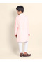 Boys Pink Cotton Kurta with Printed Design - 2