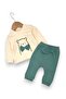 Baby Boy Set with Bow Tie and Teddy Bear Embroidery, 2-Piece Sweatshirt Set for 3-6-9-12 Months - 3