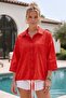 Narçiçeği Shirt Collar Short Sleeve Buttoned Mesh Pocket Belted Waist Brodeled Cotton Woven Jacket 53 60 - 5