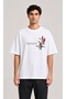 Unisex White Oversize T-Shirt with Duck Embroidery and Text Detail on the Back - 2